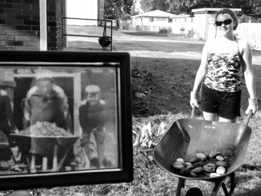 Doing the hard work, like her grandpa and great-granddaddy before her.